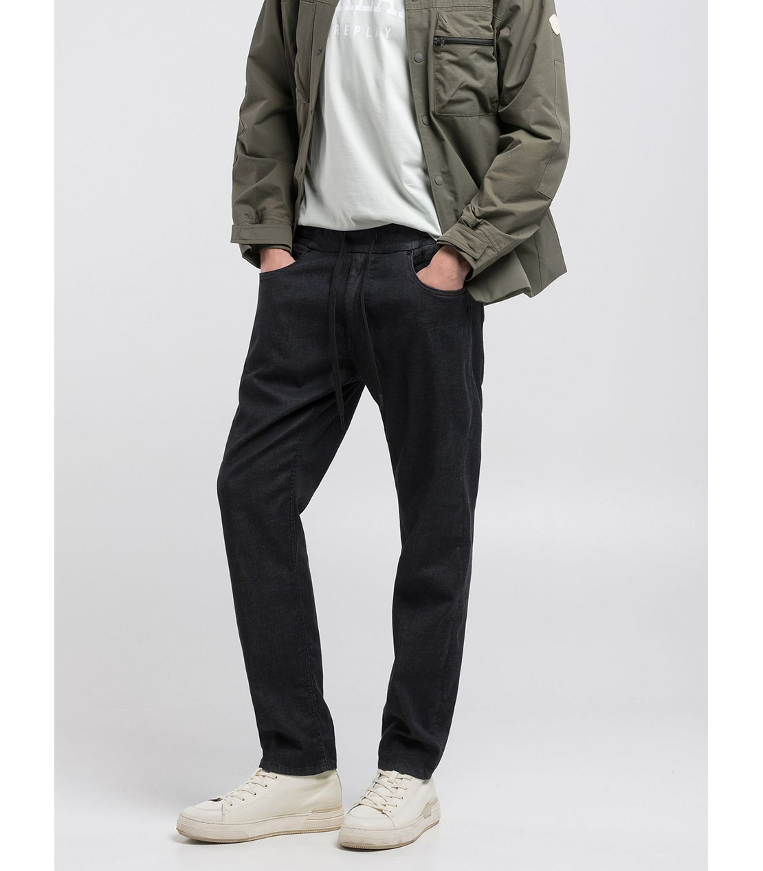 リラックステーパードLANNY Touch denim 詳細画像 ブラック 4